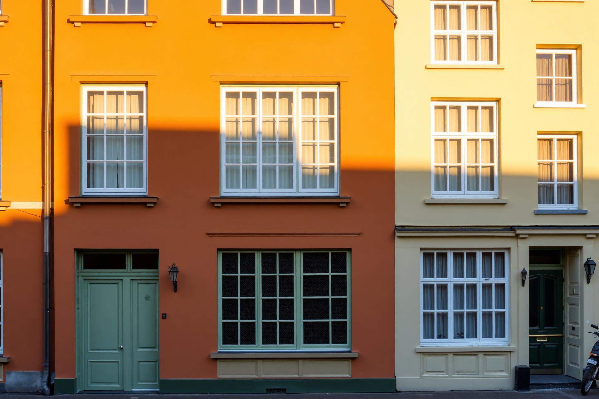 Geschilderde gevel van een Belgisch herenhuis in Antwerpen
